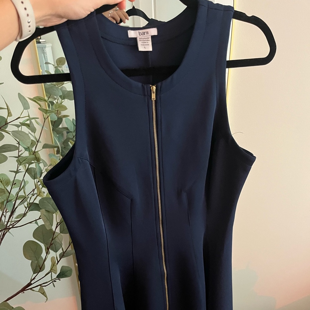 Black Midi Dress with Gold Zipper- BarIII